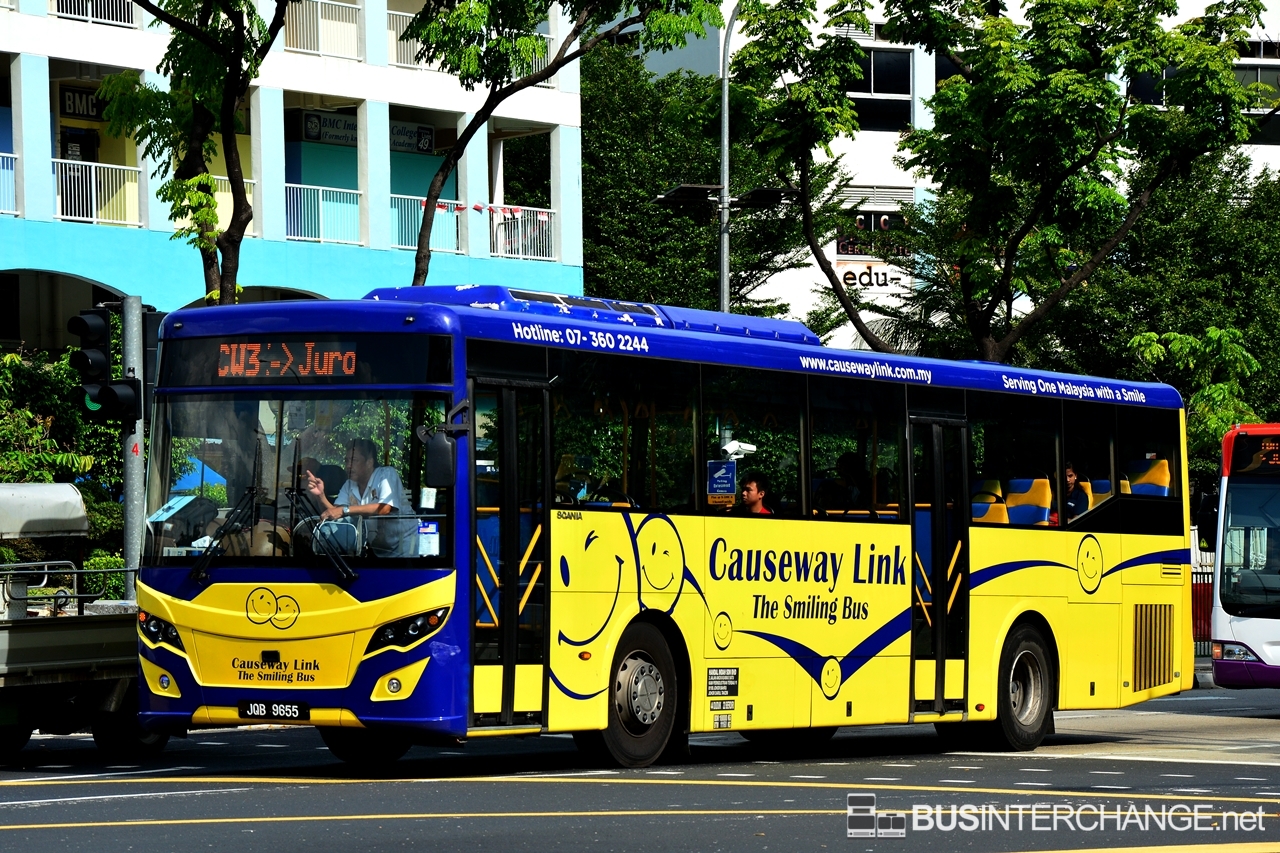 A Scania K250IB (JQB9655) operating on Causeway Link bus service CW3