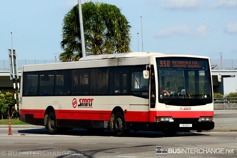 A Mercedes-Benz O405 (TIB966X) operating on SMRT Buses bus service 950