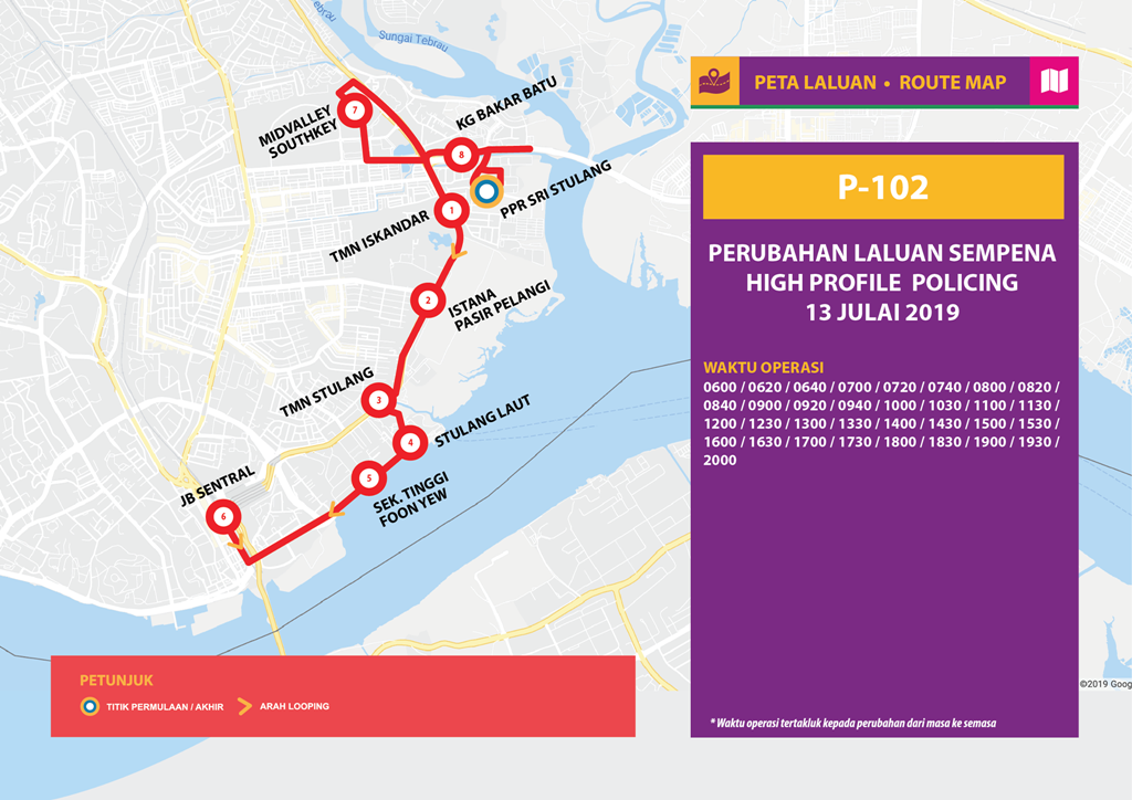 Official poster of Bas Muafakat Johor P102 for the temporary diversion. Official poster of Bas Muafakat Johor P102 for the temporary diversion.