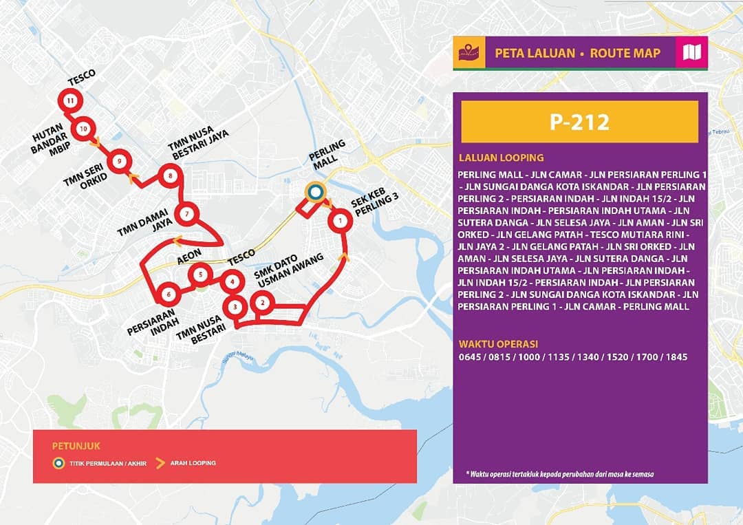 Bas Muafakat Johor P212 route map effective from 1 November 2018. Bas Muafakat Johor P212 route map effective from 1 November 2018.