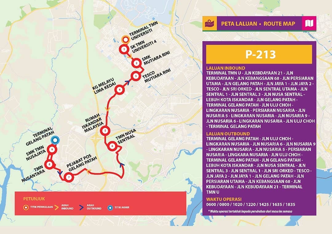Bas Muafakat Johor P213 route map effective from 1 November 2018. Bas Muafakat Johor P213 route map effective from 1 November 2018.