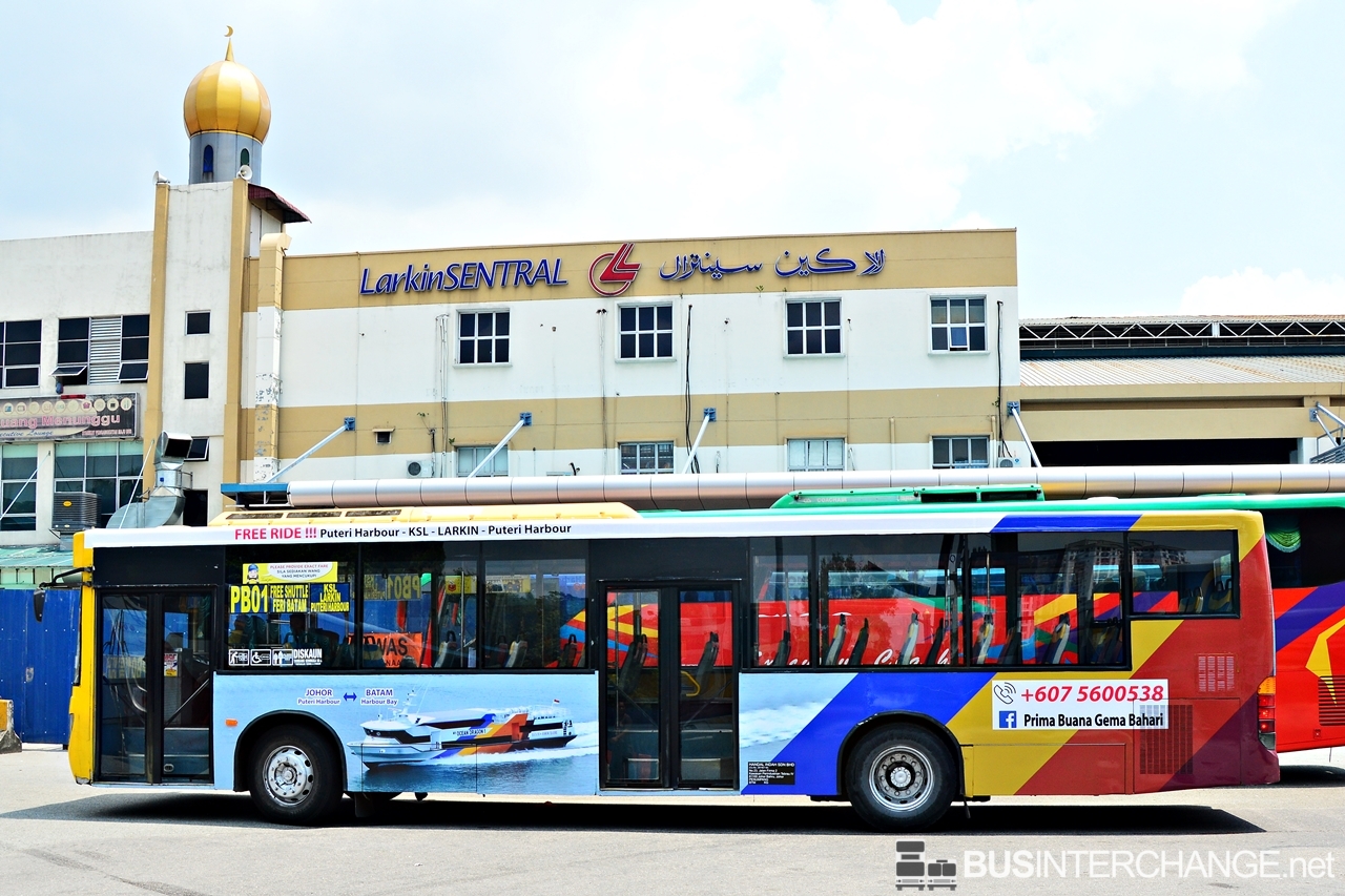 New free shuttle bus PB01 at Larkin Sentral.