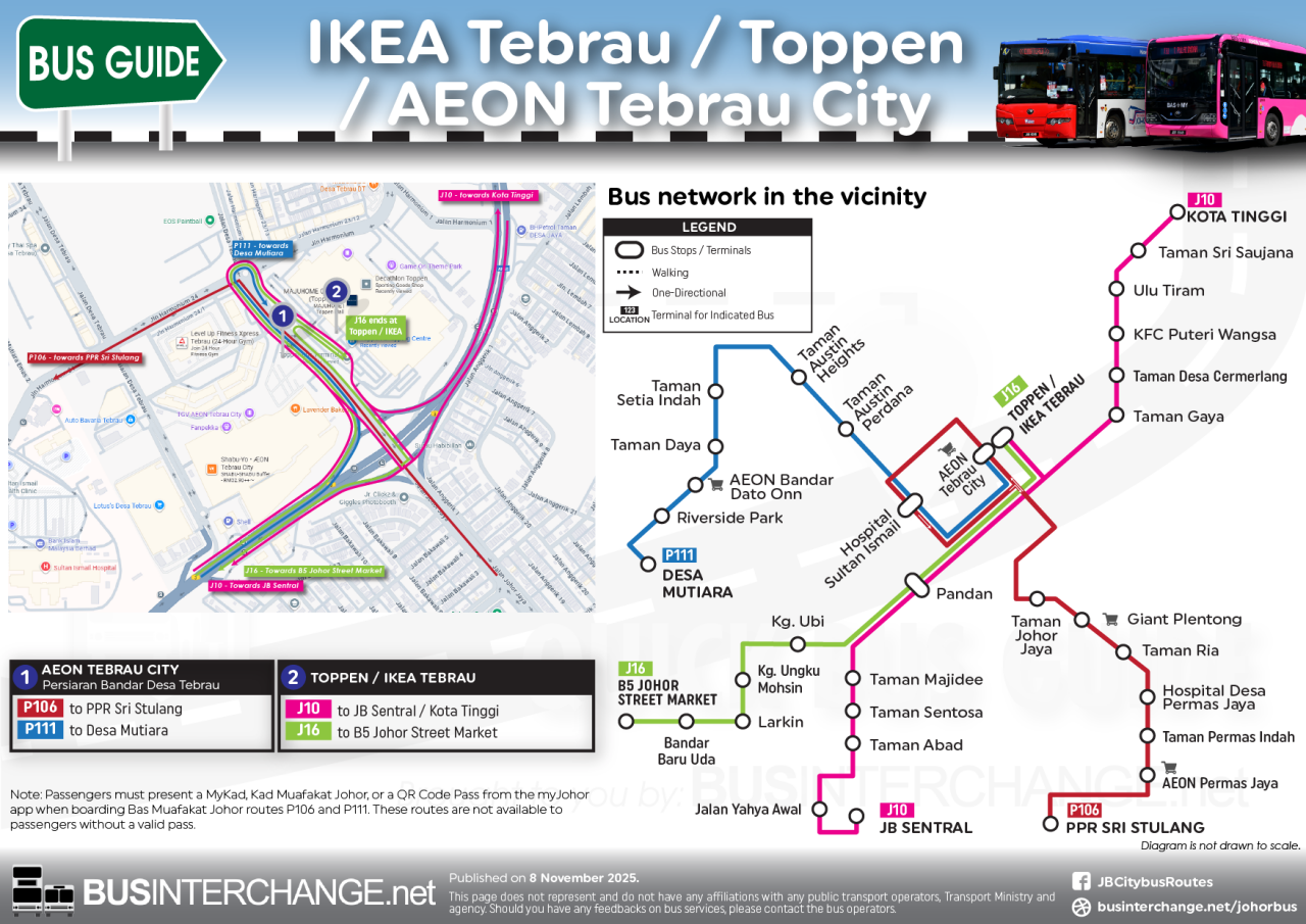 Bus Services around Toppen, IKEA Tebrau Johor and AEON Tebrau City