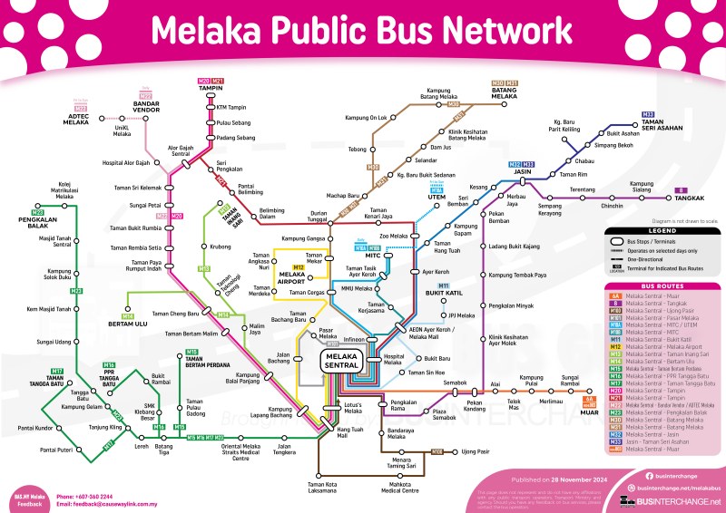 Overall Bus Map for Melaka Bus Services